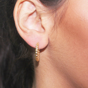 9k GOLD beaded popcorn hoop earrings
