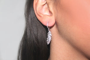 DIAMOND feather drop earrings