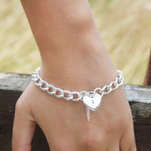 Load image into Gallery viewer, SILVER padlock charm bracelet
