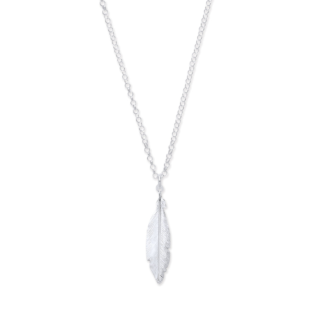 SILVER feather necklace