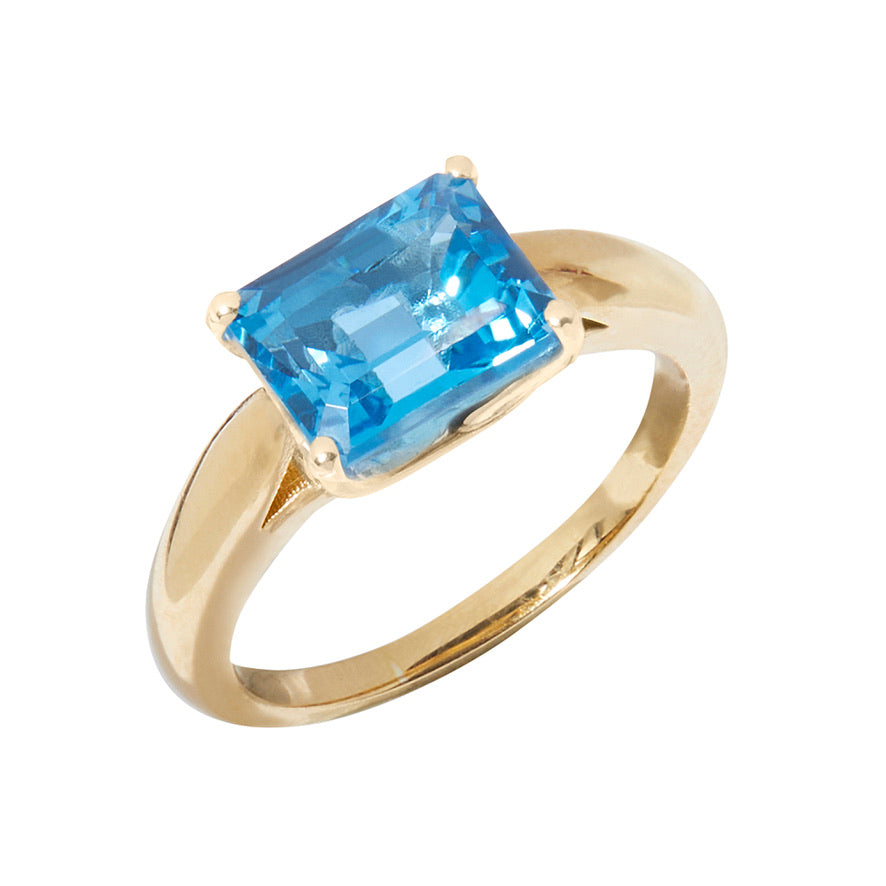 December / Blue Topaz Gemstone Ring - Gold Plated