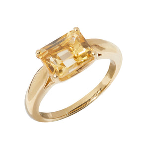 November / Gold Citrine Gemstone Ring - Gold Plated