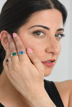 Load image into Gallery viewer, May / Green Agate Gemstone Ring - Gold Plated
