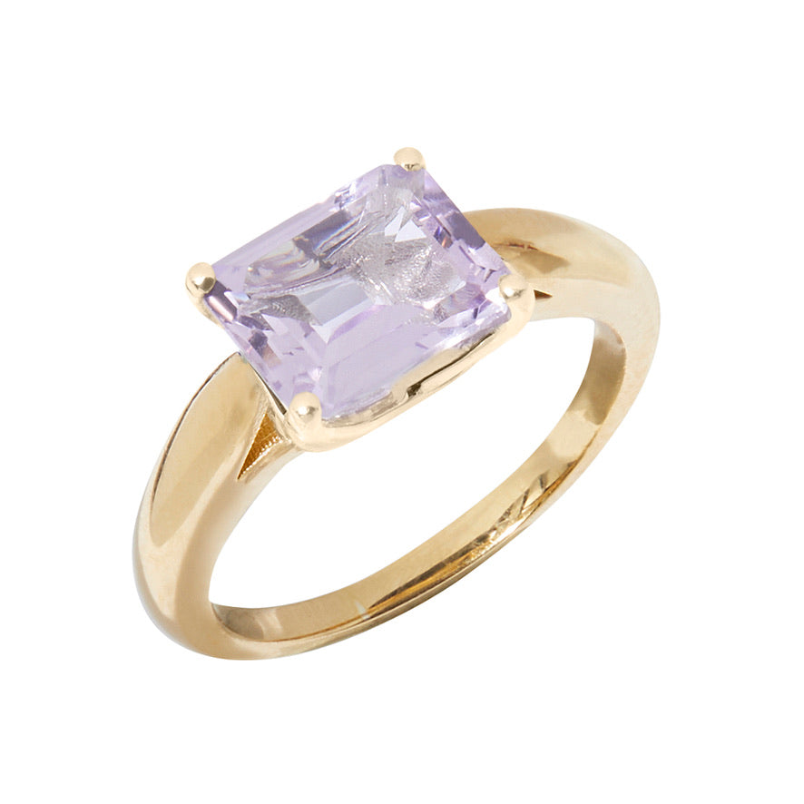 June / Light Amethyst Gemstone Ring - Gold Plated