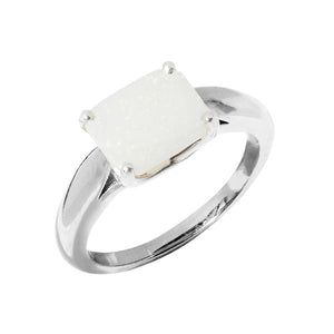 October / Opal Gemstone Ring - Sterling Silver