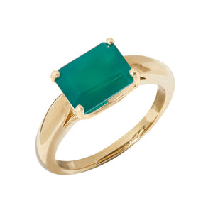 May / Green Agate Gemstone Ring - Gold Plated