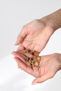 July / Light Garnet Gemstone Ring - Gold Plated
