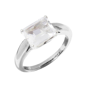April / Rock Crystal Gemstone Ring - Sterling Silver