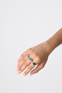 May / Green Agate Gemstone Ring - Gold Plated