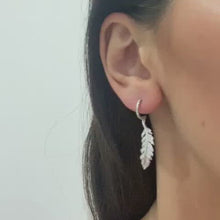 Load and play video in Gallery viewer, DIAMOND feather drop earrings
