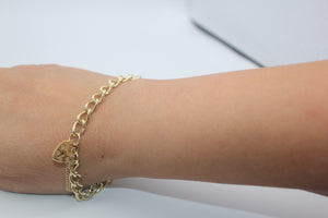 9k GOLD padlock charm bracelet