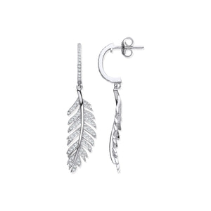DIAMOND feather drop earrings