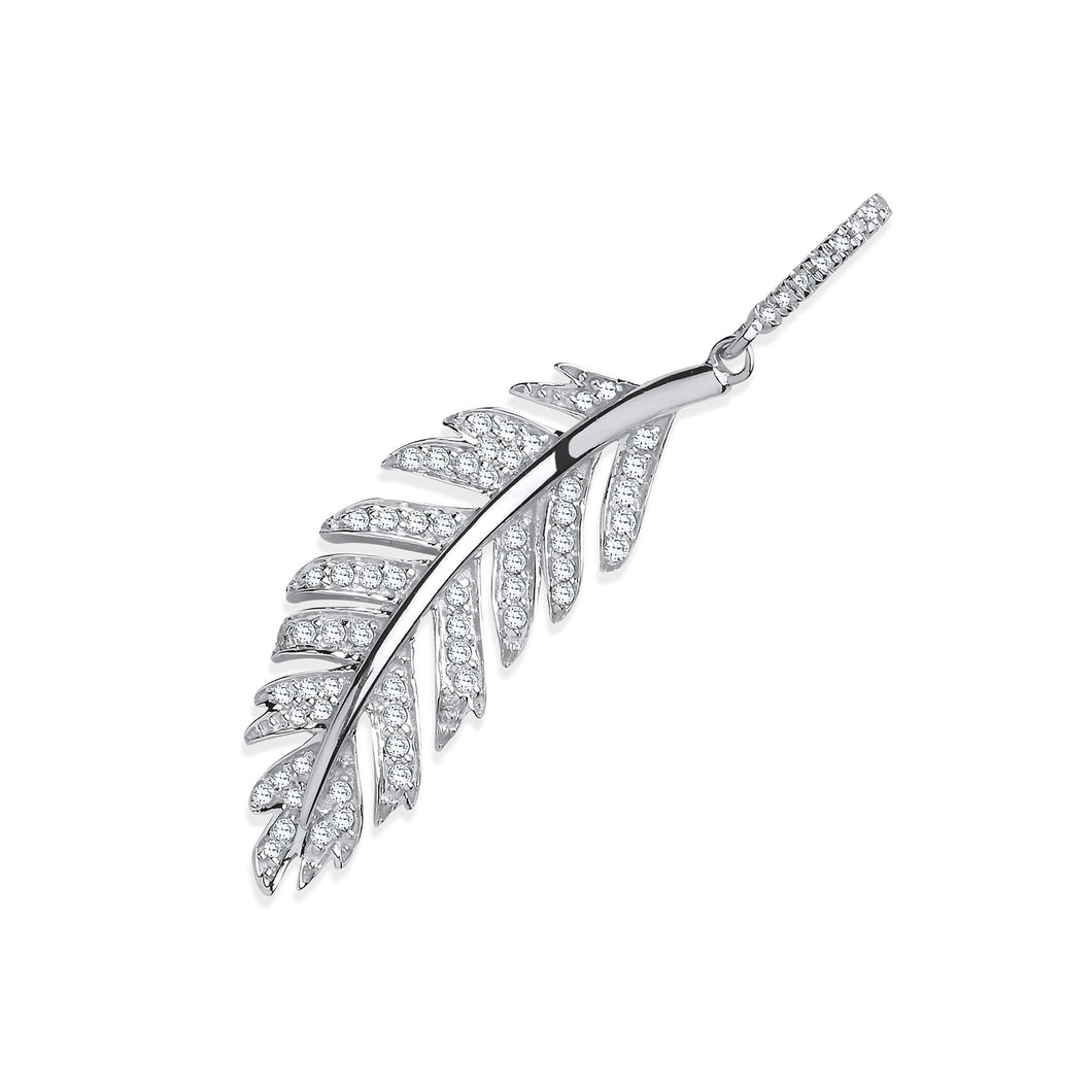 DIAMOND feather drop pendant