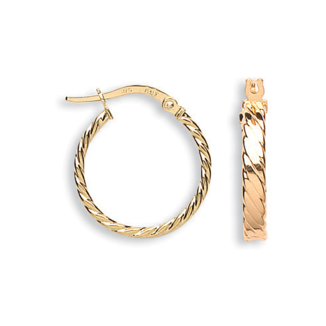 9k GOLD twisted hoop earrings