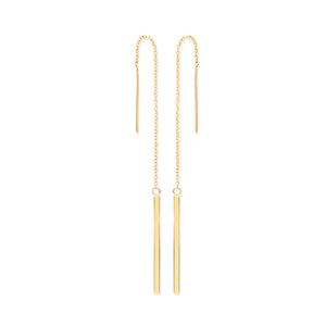 9k GOLD chain drop threader earrings