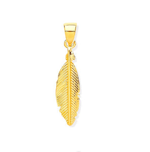 9k GOLD feather pendant