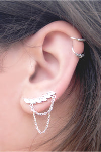 SILVER arc-shaped ear hook earrings