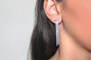 SILVER cuban chain drop earrings