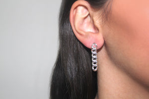 SILVER cuban link drop earrings