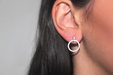 Load image into Gallery viewer, SILVER circle of life drop earrings
