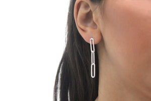 SILVER paper clip drop earrings