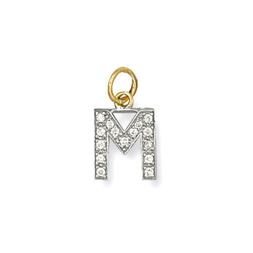 9k GOLD cz studded initial pendant–small