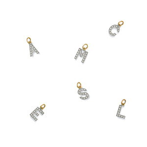 9k GOLD cz studded initial pendant–small
