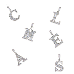 SILVER cz studded Initial Pendant