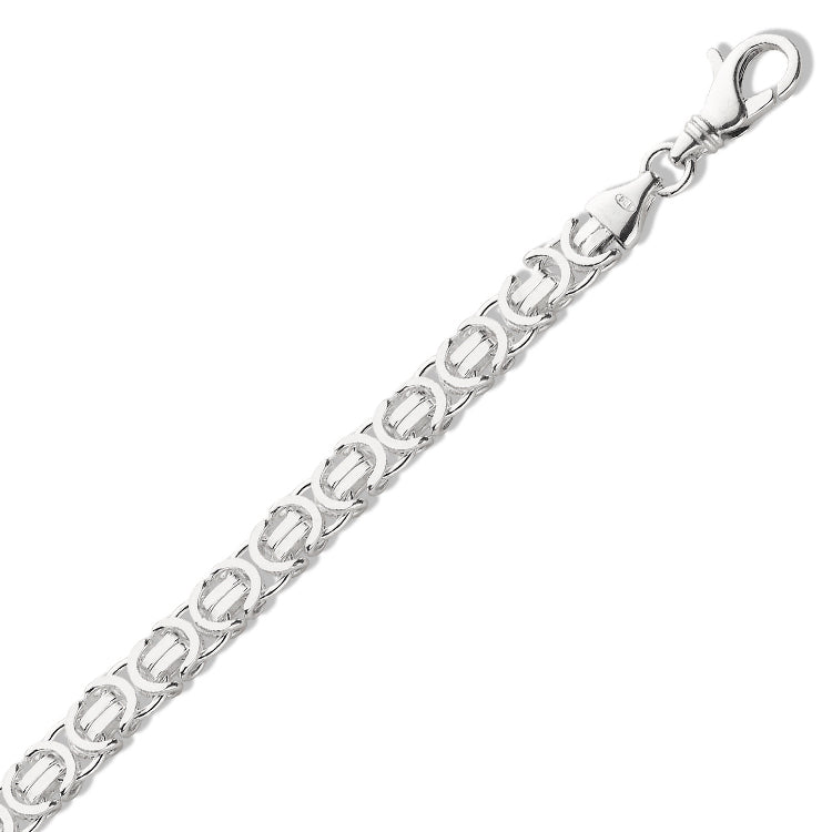 Real Solid 925 Sterling Silver Flat Byzantine Chain Mens Necklace