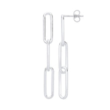 Load image into Gallery viewer, SILVER paper clip drop earrings
