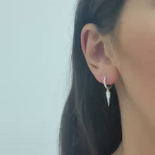 Load and play video in Gallery viewer, SILVER pin drop huggie earrings

